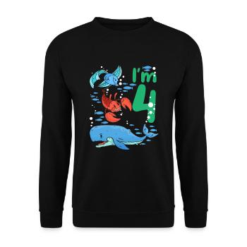 I'm 4 Children's Birthday Sea Creatures Birthday - Unisex Sweatshirt - black - Front - Alina (178cm) & Michal (187cm)