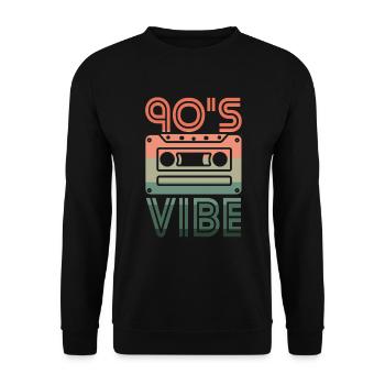 90's Vibe Neunziger Retro Kassette - Unisex Pullover - Schwarz - Vorne - Alina (178cm) & Michal (187cm)