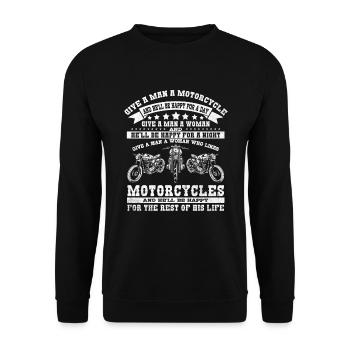 Motorcycle Motorcyclist Husband Wife Motorcycles - Unisex Sweatshirt - black - Front - Alina (178cm) & Michal (187cm)
