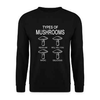 Types Of Mushrooms Mushrooms Mushrooms Mushroom Picker - Unisex Sweatshirt - black - Front - Alina (178cm) & Michal (187cm)