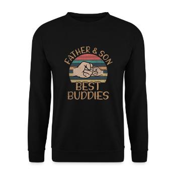 Vintage Father Son Buddies Forever Fist Dad - Unisex Sweatshirt - black - Front - Alina (178cm) & Michal (187cm)