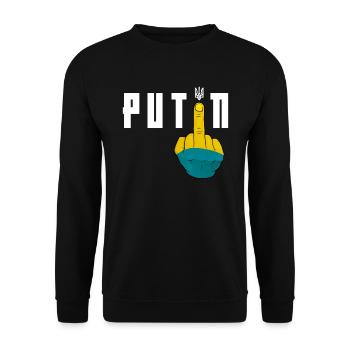 Fuck Poutine | Soutenir l’Ukraine - Sweat-shirt Unisexe - noir - Devant - Alina (178cm) & Michal (187cm)