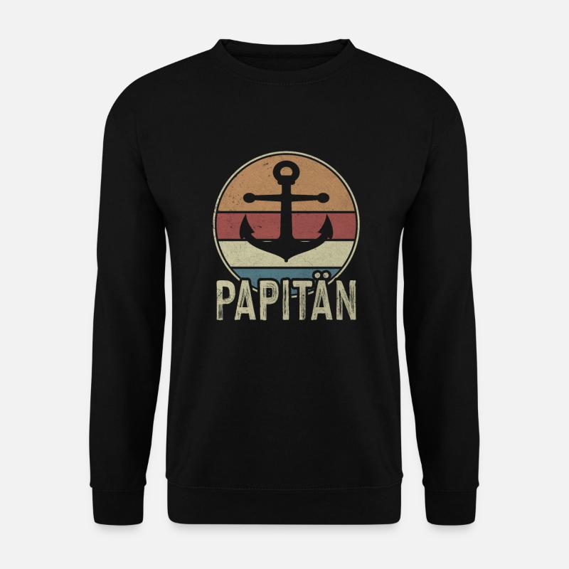 Papitän Anker Kapitän Vatertag Nachwuchs Geburt - Unisex Pullover - Schwarz