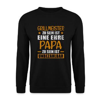 Grillmeister Ehre Papa Unbezahlbar Grillen Vater - Unisex Pullover - Schwarz - Vorne - Alina (178cm) & Michal (187cm)