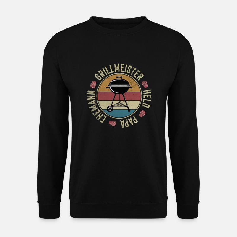 Ehemann Papa Grillmeister Held Vintage Grillen - Unisex Pullover - Schwarz