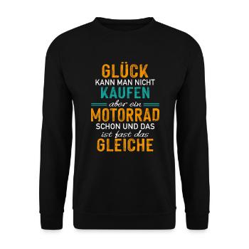 Glück Kaufen Motorrad Gleiche Motorradfahrer Biker - Unisex Pullover - Schwarz - Vorne - Alina (178cm) & Michal (187cm)
