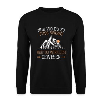 Wandern Fuss Warst Gewesen Wanderweg Naturliebe - Unisex Pullover - Schwarz - Vorne - Alina (178cm) & Michal (187cm)