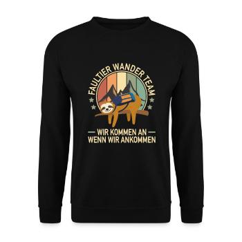 Faultier Wander Team Wandergruppe Berg Wanderung - Unisex Pullover - Schwarz - Vorne - Alina (178cm) & Michal (187cm)