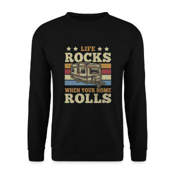La vie vintage bascule lorsque votre maison roule en camping - Sweat-shirt Unisexe - noir - Devant - Alina (178cm) & Michal (187cm)