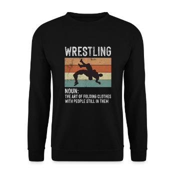 Wrestling Noun Definition Art Folding Clothes - Unisex Sweatshirt - black - Front - Alina (178cm) & Michal (187cm)