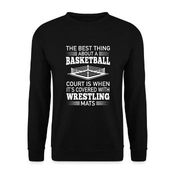 Wrestling mats better than basketball court - Unisex Sweatshirt - black - Front - Alina (178cm) & Michal (187cm)