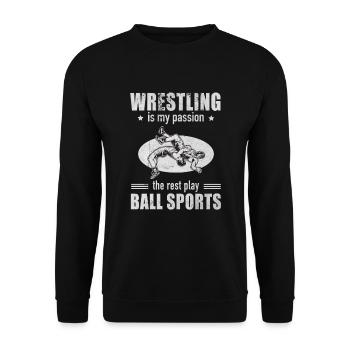 La lutte est ma passion Repos Jouer aux sports de balle - Sweat-shirt Unisexe - noir - Devant - Alina (178cm) & Michal (187cm)