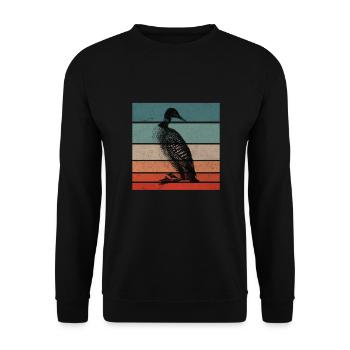 Common Loon Retro - Unisex Pullover - Schwarz - Vorne - Alina (178cm) & Michal (187cm)