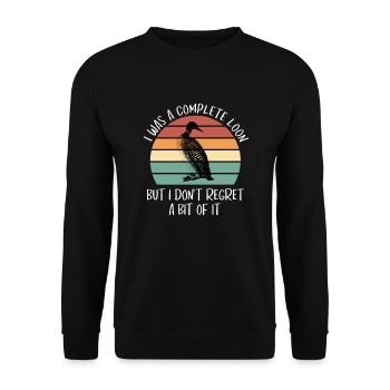 Vintage Complete Loon Don't Regret Eistaucher - Unisex Pullover - Schwarz - Vorne - Alina (178cm) & Michal (187cm)