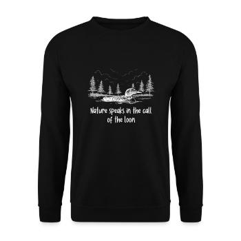 Nature Speaks Loon Vogelbeobachtung Seetaucher - Unisex Pullover - Schwarz - Vorne - Alina (178cm) & Michal (187cm)