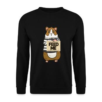 Drôle de tenue de prison de hamster Feed Me Food - Sweat-shirt Unisexe - noir - Devant - Alina (178cm) & Michal (187cm)