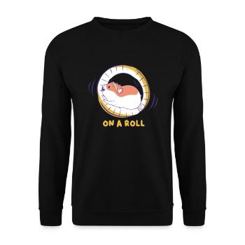 Hamster On A Roll Hamster Wheel Gift - Unisex Sweatshirt - black - Front - Alina (178cm) & Michal (187cm)