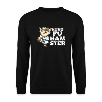 Kung Fu Hamster Martial Arts Rodent Fighter Gift - Unisex Sweatshirt - black - Front - Alina (178cm) & Michal (187cm)