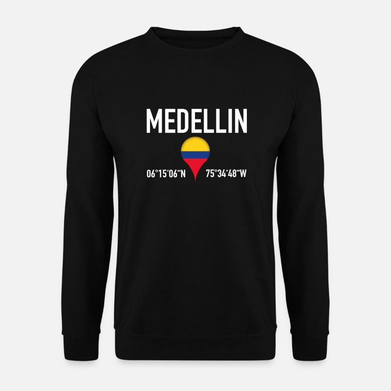 Medellin Breitengrad Standort In Kolumbien - Unisex Pullover - Schwarz