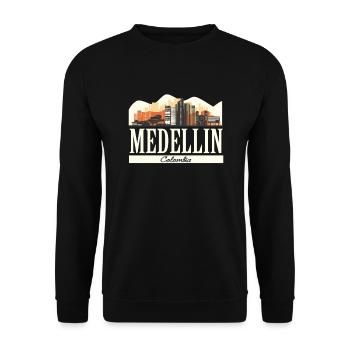Medellin Colombia Skyline Stadtbild Kolumbien - Unisex Pullover - Schwarz - Vorne - Alina (178cm) & Michal (187cm)