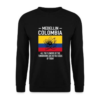 Medellin Kolumbien Blumen Flagge - Unisex Pullover - Schwarz - Vorne - Alina (178cm) & Michal (187cm)