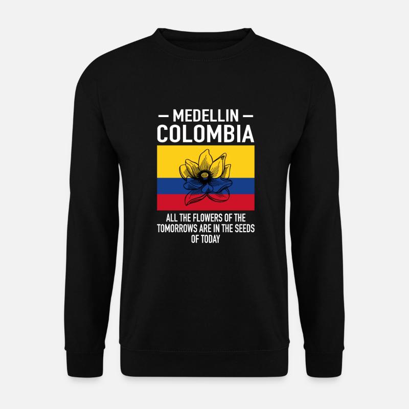 Medellin Colombie Fleurs Drapeau - Sweat-shirt Unisexe - noir