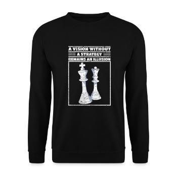 Schach Vision Without Strategy Remains An Illusion - Unisex Pullover - Schwarz - Vorne - Alina (178cm) & Michal (187cm)