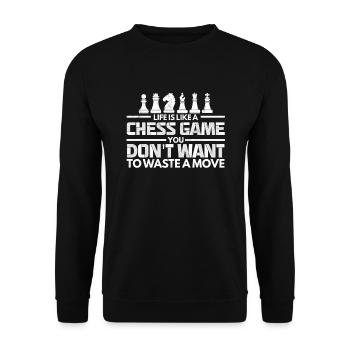 Leben Schachspiel Verschwende Keine Zug Schach - Unisex Pullover - Schwarz - Vorne - Alina (178cm) & Michal (187cm)