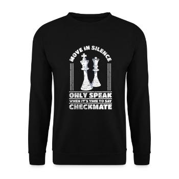 Schachmatt Schach Weisheit Königsfigur Damen Spiel - Unisex Pullover - Schwarz - Vorne - Alina (178cm) & Michal (187cm)