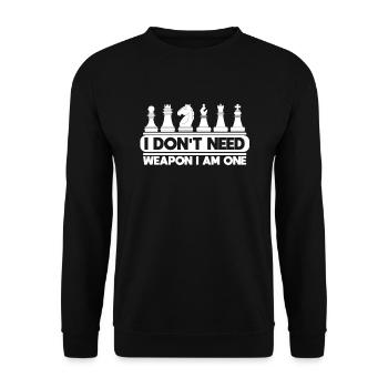 Chess Chess Grandmaster Don't Need Weapon - Unisex Sweatshirt - black - Front - Alina (178cm) & Michal (187cm)