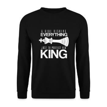 Lady risque tout pour les pièces d’échecs du roi - Sweat-shirt Unisexe - noir - Devant - Alina (178cm) & Michal (187cm)