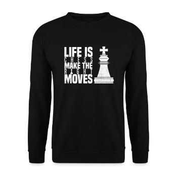 Life Is Chess Make The Right Moves Chess Player - Unisex Sweatshirt - black - Front - Alina (178cm) & Michal (187cm)