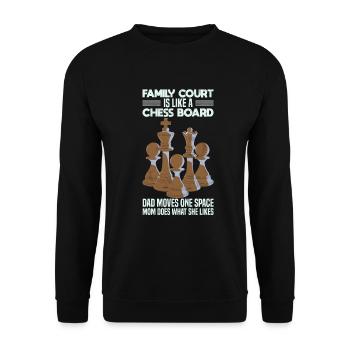 Family Court Chess Board Papa Espace Maman Ce qu’il aime - Sweat-shirt Unisexe - noir - Devant - Alina (178cm) & Michal (187cm)