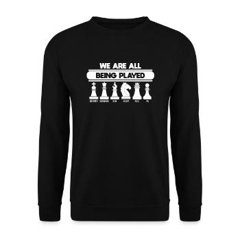Les échecs sont joués toutes les pièces d’échecs du gouvernement - Sweat-shirt Unisexe - noir - Devant - Alina (178cm) & Michal (187cm)