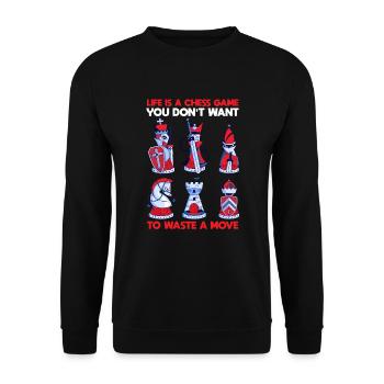 Schach Leben Schachspiel Verschwende Keinen Zug - Unisex Pullover - Schwarz - Vorne - Alina (178cm) & Michal (187cm)