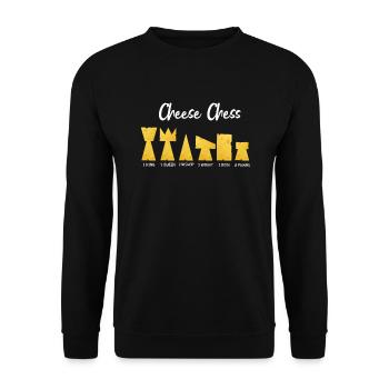 Cheese Chess Schach Figuren Käse Schachspieler - Unisex Pullover - Schwarz - Vorne - Alina (178cm) & Michal (187cm)