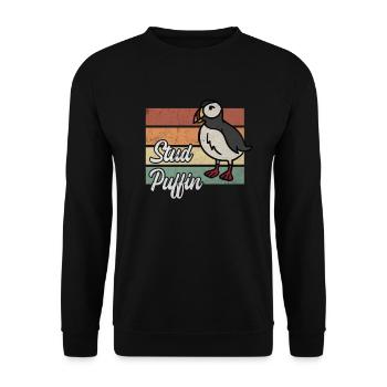 Vintage Puffin - Unisex Pullover - Schwarz - Vorne - Alina (178cm) & Michal (187cm)
