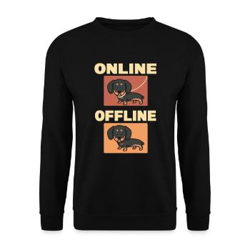 Online Offline Dachshund Dachshund With No Leash - Unisex Sweatshirt - black - Front - Alina (178cm) & Michal (187cm)