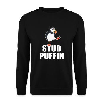 Stud Puffin Eistaucher Meeresvogel Papageitaucher - Unisex Pullover - Schwarz - Vorne - Alina (178cm) & Michal (187cm)