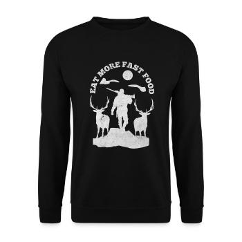 Eat More Fast Food Hunters Gamekeepers Hunting Lovers - Unisex Sweatshirt - black - Front - Alina (178cm) & Michal (187cm)