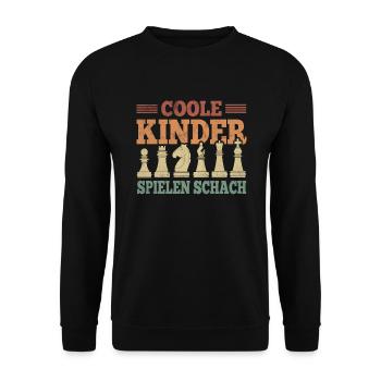 Coole Kinder Spielen Schach Schachclub Geschenk - Unisex Pullover - Schwarz - Vorne - Alina (178cm) & Michal (187cm)