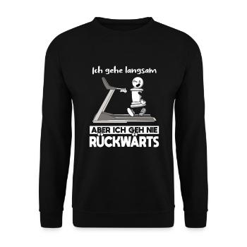 Gehe Langsam Nie Rückwärts Schach Laufband - Unisex Pullover - Schwarz - Vorne - Alina (178cm) & Michal (187cm)