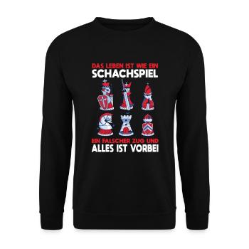 Leben Schachspiel Falscher Zug Vorbei Denksport - Unisex Pullover - Schwarz - Vorne - Alina (178cm) & Michal (187cm)