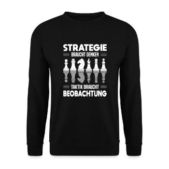 Schach Strategie Denken Taktik Beobachten - Unisex Pullover - Schwarz - Vorne - Alina (178cm) & Michal (187cm)