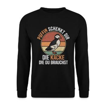 Puffin Schenkt Kacke Die Du Brauchst Vintage Vogel - Unisex Pullover - Schwarz - Vorne - Alina (178cm) & Michal (187cm)