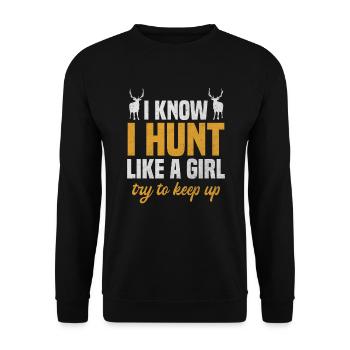 Hunter Hunting lover Women Hunt wild animals - Unisex Sweatshirt - black - Front - Alina (178cm) & Michal (187cm)