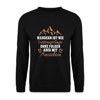Wandern Seitensprünge Wanderung Wanderteam - Unisex Pullover - Schwarz - Vorne - Alina (178cm) & Michal (187cm)