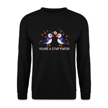 Stud Puffin Herzen Papageientaucher Liebe Seevogel - Unisex Pullover - Schwarz - Vorne - Alina (178cm) & Michal (187cm)