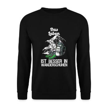 Hikers Mountaineers live better in hiking boots - Unisex Sweatshirt - black - Front - Alina (178cm) & Michal (187cm)