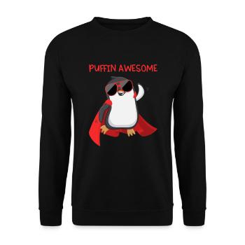 Puffin Awesome Papageientaucher Superheld Geschenk - Unisex Pullover - Schwarz - Vorne - Alina (178cm) & Michal (187cm)
